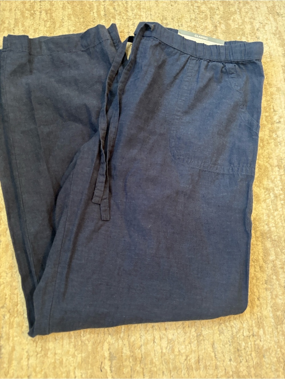 Liz Claiborne Navy Straight Leg Linen-Blend Pants